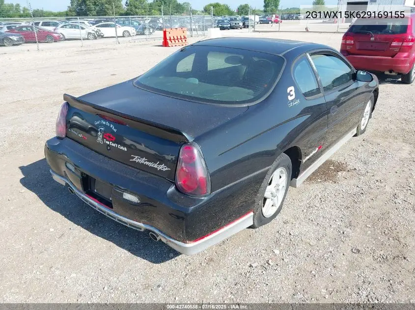2002 Chevrolet Monte Carlo Ss VIN: 2G1WX15K629169155 Lot: 42740588