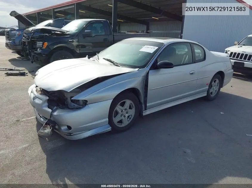 2002 Chevrolet Monte Carlo Ss VIN: 2G1WX15K729121583 Lot: 45003470