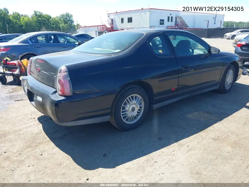 2002 Chevrolet Monte Carlo Ls VIN: 2G1WW12EX29154305 Lot: 45265557