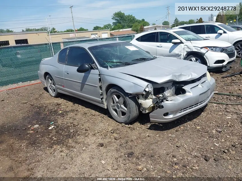 2002 Chevrolet Monte Carlo Ss VIN: 2G1WX15KX29248778 Lot: 45275536