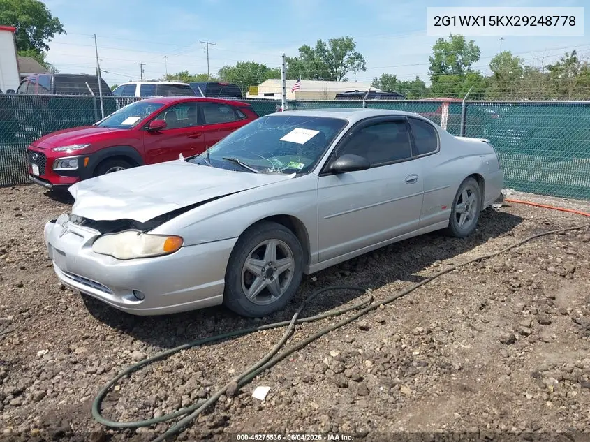 2002 Chevrolet Monte Carlo Ss VIN: 2G1WX15KX29248778 Lot: 45275536