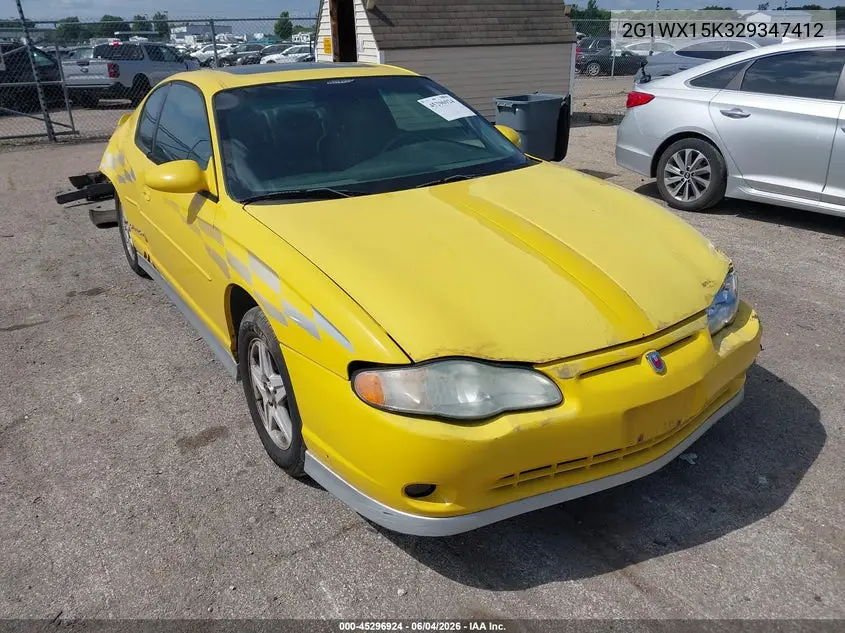 2002 Chevrolet Monte Carlo Ss VIN: 2G1WX15K329347412 Lot: 45296924