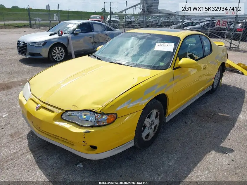 2002 Chevrolet Monte Carlo Ss VIN: 2G1WX15K329347412 Lot: 45296924