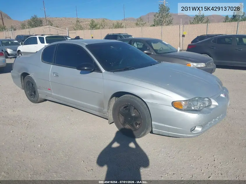2002 Chevrolet Monte Carlo Ss VIN: 2G1WX15K429137028 Lot: 45416254