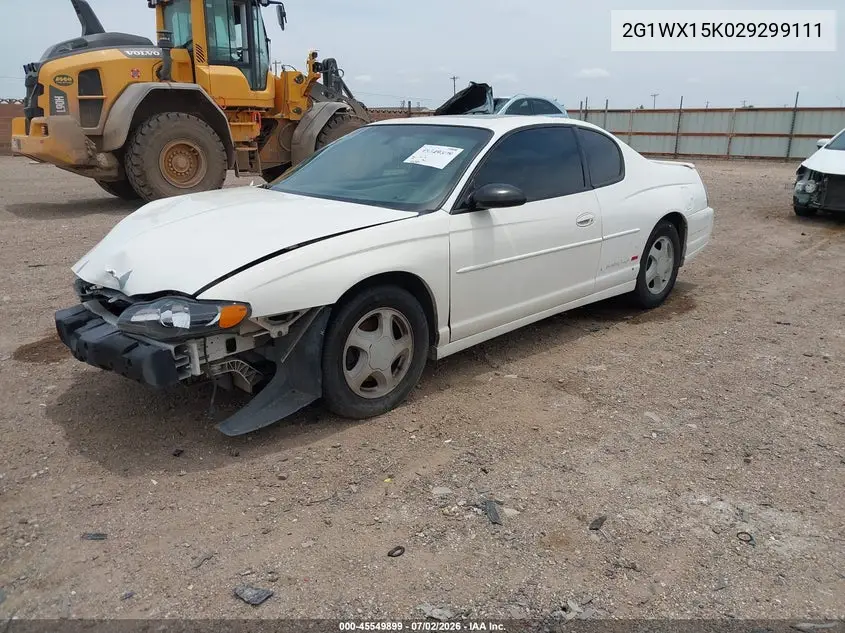 2002 Chevrolet Monte Carlo Ss VIN: 2G1WX15K029299111 Lot: 45549899