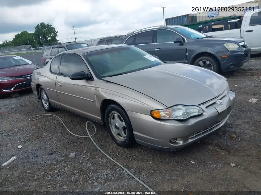 2002 Chevrolet Monte Carlo Ls VIN: 2G1WW12E029352181 Lot: 45557984
