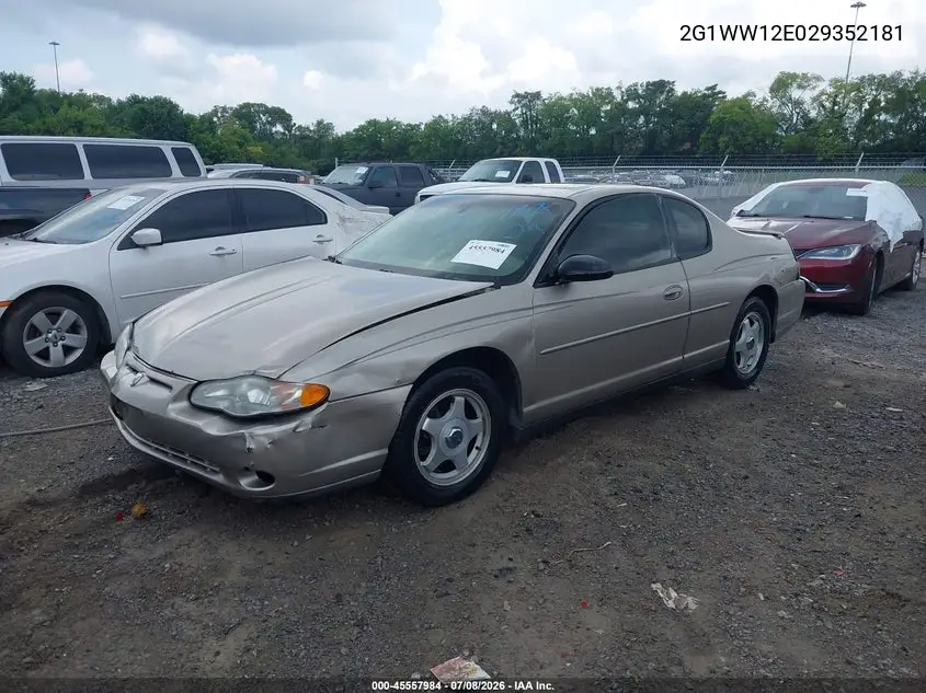 2002 Chevrolet Monte Carlo Ls VIN: 2G1WW12E029352181 Lot: 45557984