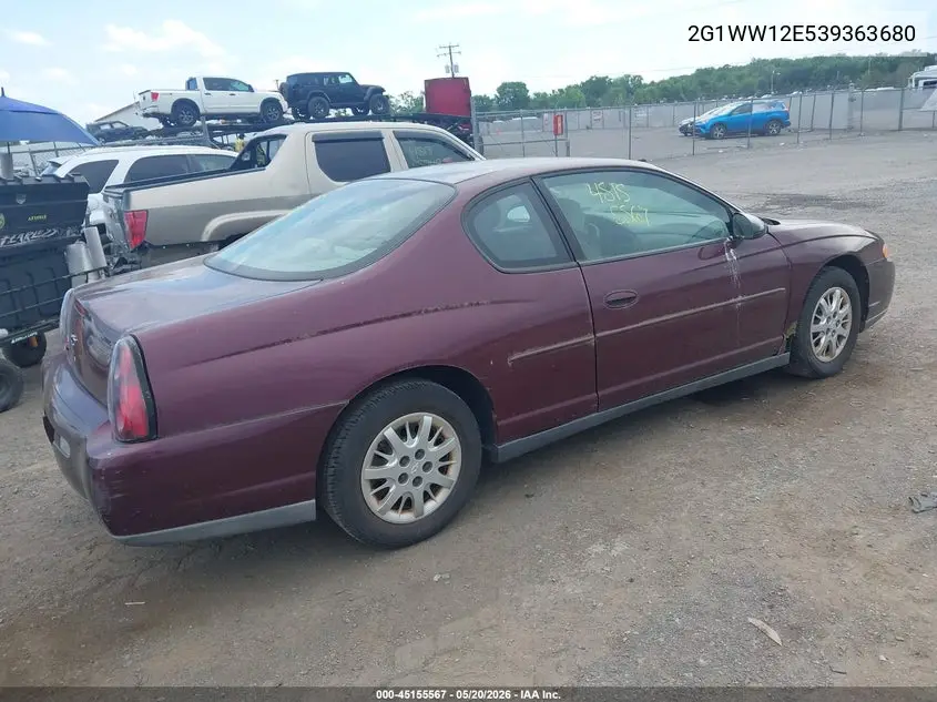 2003 Chevrolet Monte Carlo Ls VIN: 2G1WW12E539363680 Lot: 45155567