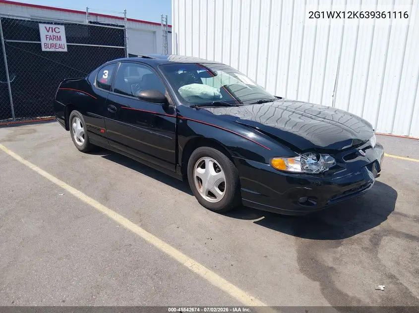2003 Chevrolet Monte Carlo Ss VIN: 2G1WX12K639361116 Lot: 45542674