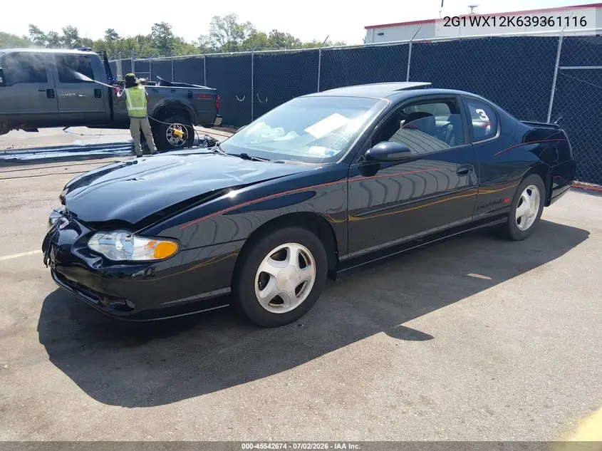 2003 Chevrolet Monte Carlo Ss VIN: 2G1WX12K639361116 Lot: 45542674