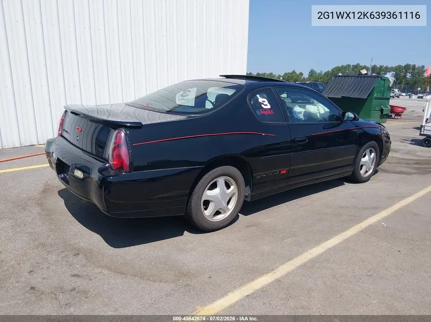 2003 Chevrolet Monte Carlo Ss VIN: 2G1WX12K639361116 Lot: 45542674