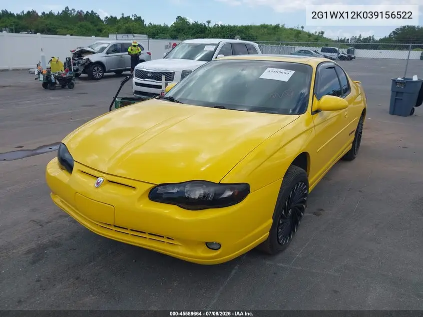2003 Chevrolet Monte Carlo Ss VIN: 2G1WX12K039156522 Lot: 45589664