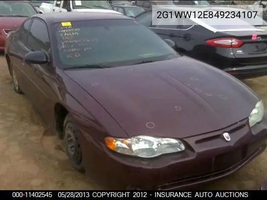 2004 Chevrolet Monte Carlo Ls VIN: 2G1WW12E849234107 Lot: 11402545