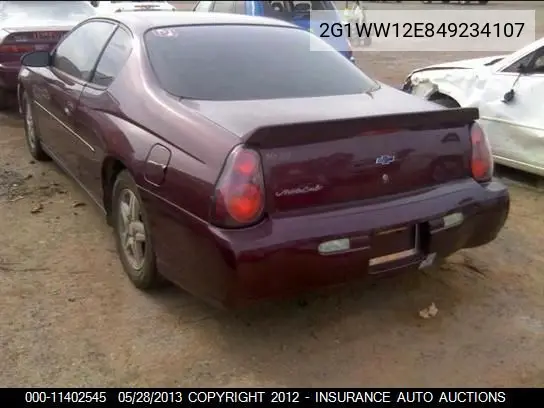 2004 Chevrolet Monte Carlo Ls VIN: 2G1WW12E849234107 Lot: 11402545