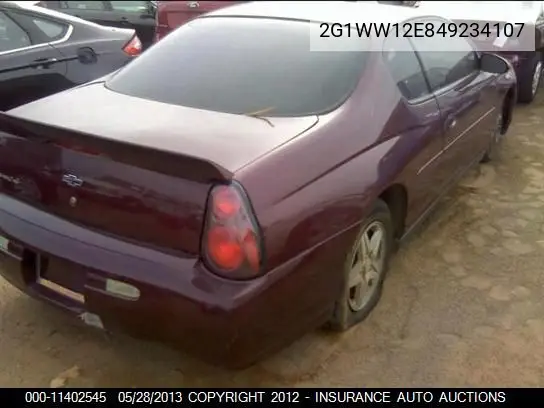 2004 Chevrolet Monte Carlo Ls VIN: 2G1WW12E849234107 Lot: 11402545