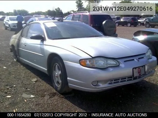 2004 Chevrolet Monte Carlo Ls VIN: 2G1WW12E049270616 Lot: 11654280