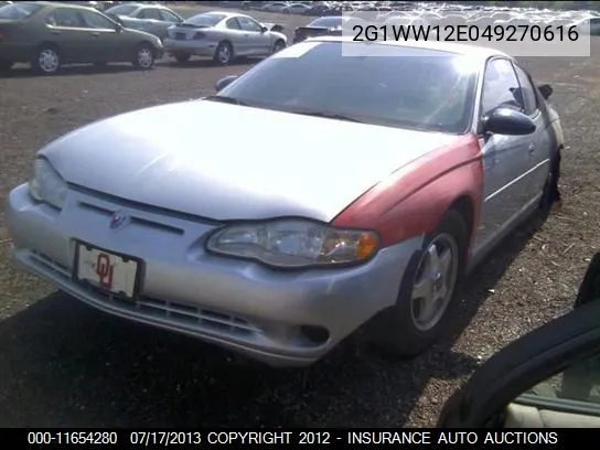 2004 Chevrolet Monte Carlo Ls VIN: 2G1WW12E049270616 Lot: 11654280