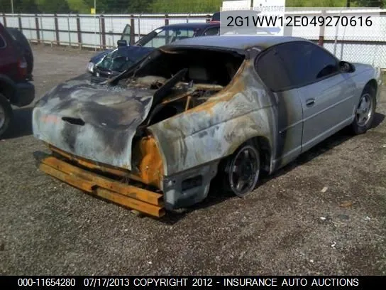 2004 Chevrolet Monte Carlo Ls VIN: 2G1WW12E049270616 Lot: 11654280