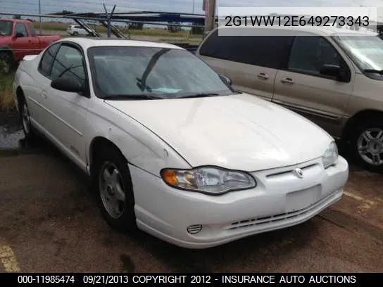 2004 Chevrolet Monte Carlo Ls VIN: 2G1WW12E649273343 Lot: 11985474