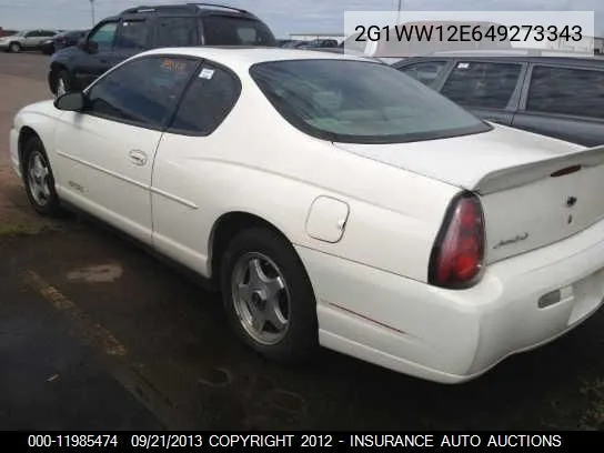 2004 Chevrolet Monte Carlo Ls VIN: 2G1WW12E649273343 Lot: 11985474