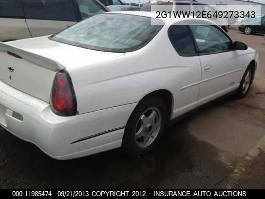 2004 Chevrolet Monte Carlo Ls VIN: 2G1WW12E649273343 Lot: 11985474