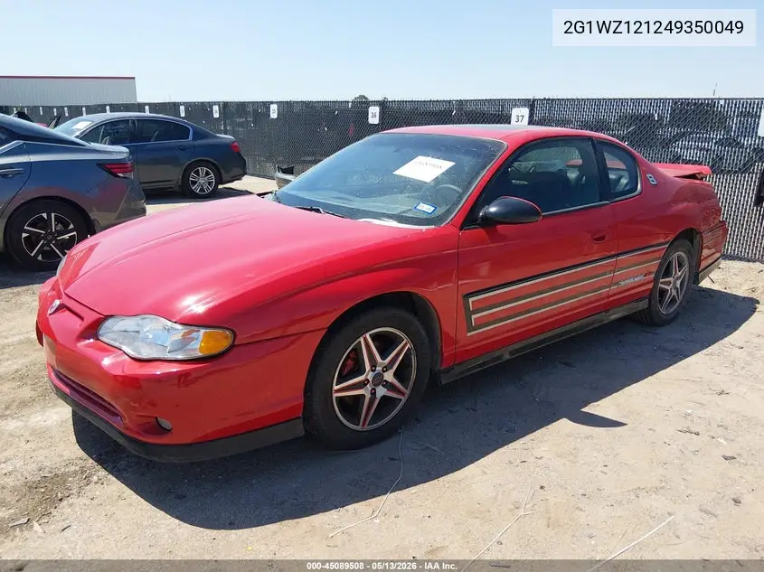 2004 Chevrolet Monte Carlo Supercharged Ss VIN: 2G1WZ121249350049 Lot: 45089508