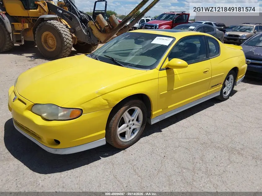 2004 Chevrolet Monte Carlo Supercharged Ss VIN: 2G1WZ121849181574 Lot: 45096567