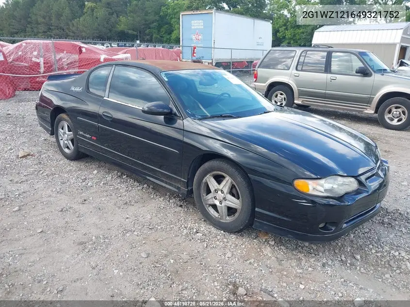 2004 Chevrolet Monte Carlo Supercharged Ss VIN: 2G1WZ121649321752 Lot: 45198728