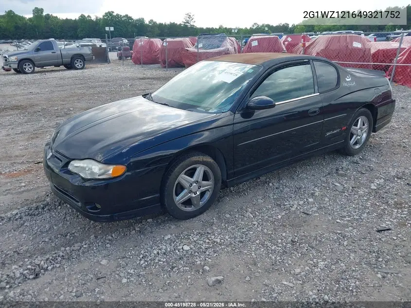 2004 Chevrolet Monte Carlo Supercharged Ss VIN: 2G1WZ121649321752 Lot: 45198728