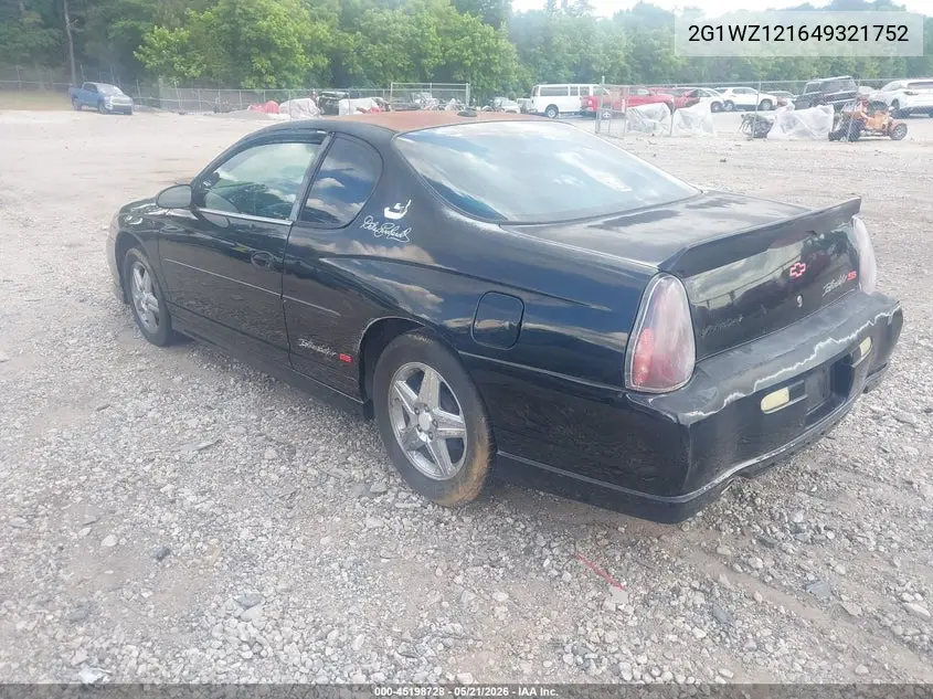 2004 Chevrolet Monte Carlo Supercharged Ss VIN: 2G1WZ121649321752 Lot: 45198728