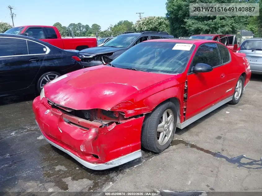 2004 Chevrolet Monte Carlo Supercharged Ss VIN: 2G1WZ151649140887 Lot: 45259874