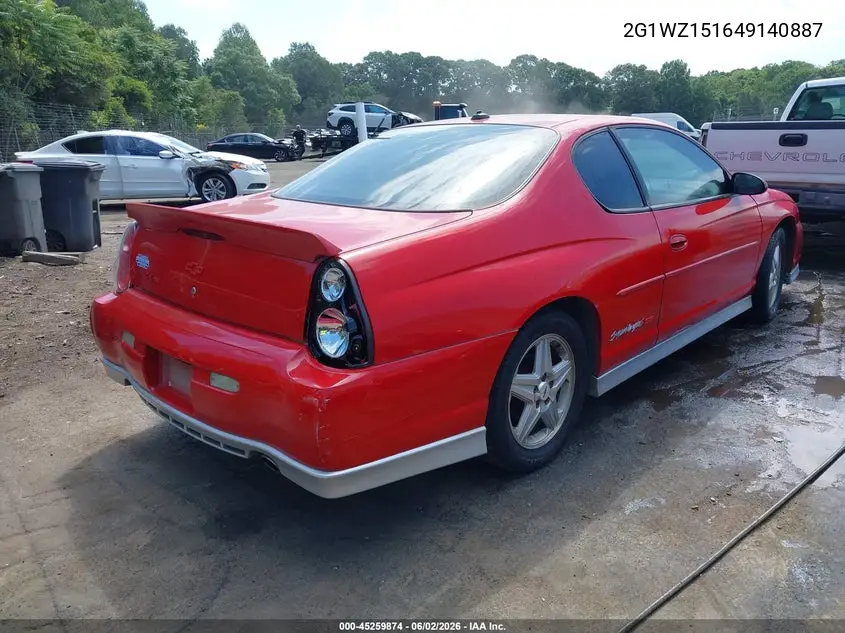 2004 Chevrolet Monte Carlo Supercharged Ss VIN: 2G1WZ151649140887 Lot: 45259874