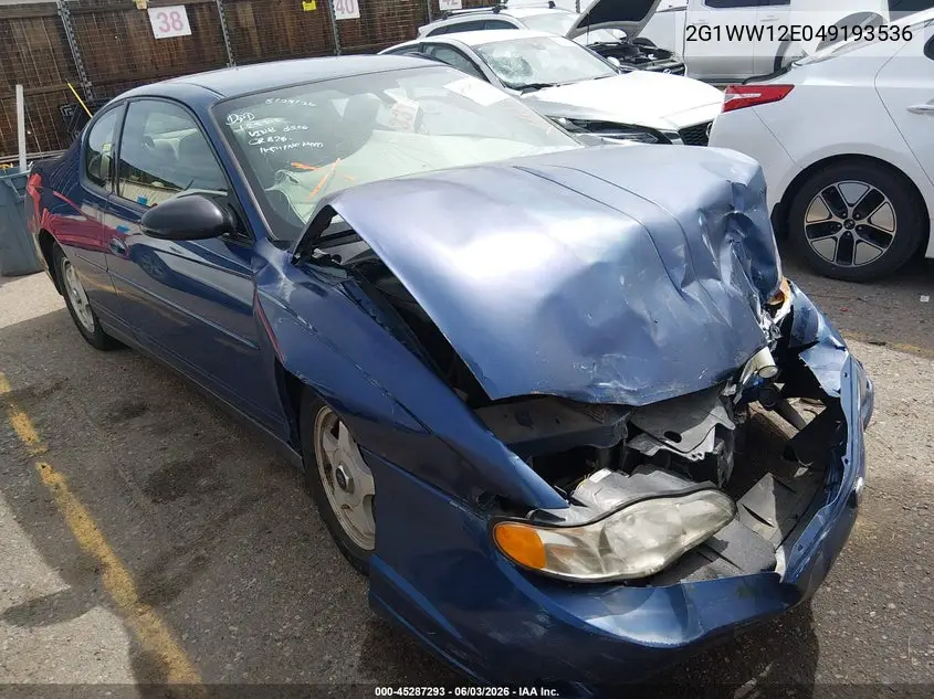 2004 Chevrolet Monte Carlo Ls VIN: 2G1WW12E049193536 Lot: 45287293