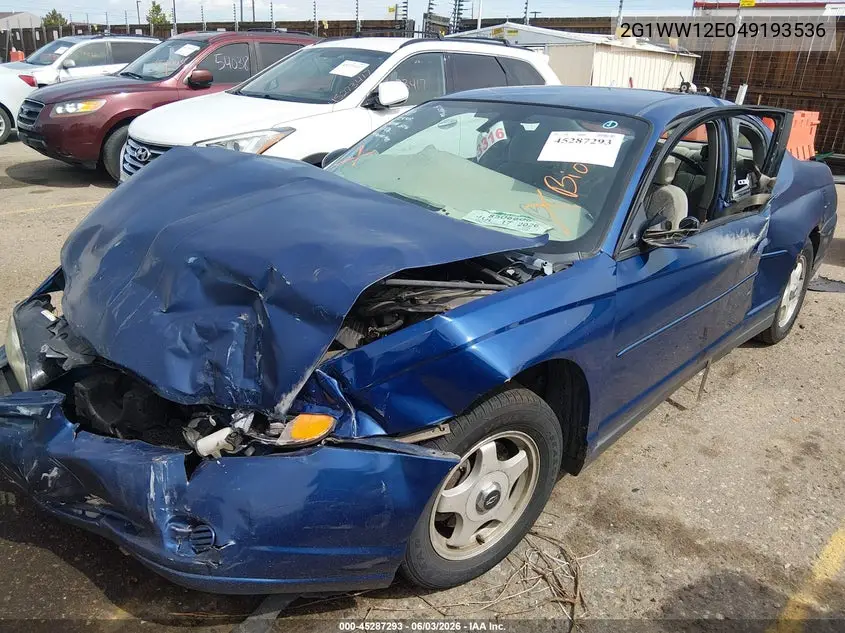 2004 Chevrolet Monte Carlo Ls VIN: 2G1WW12E049193536 Lot: 45287293