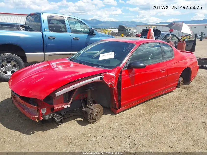 2004 Chevrolet Monte Carlo Ss VIN: 2G1WX12K149255075 Lot: 45419765