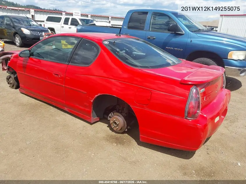 2004 Chevrolet Monte Carlo Ss VIN: 2G1WX12K149255075 Lot: 45419765