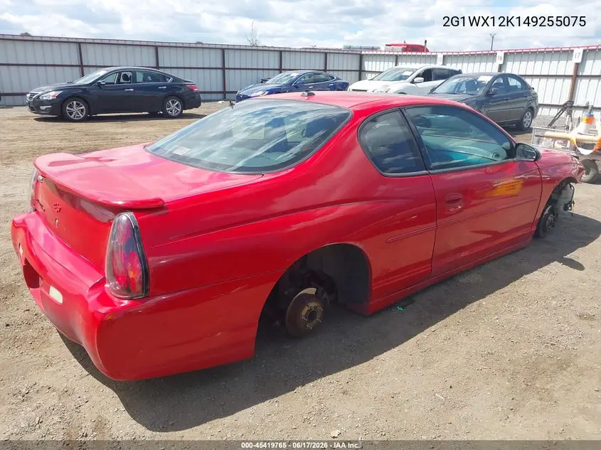 2004 Chevrolet Monte Carlo Ss VIN: 2G1WX12K149255075 Lot: 45419765