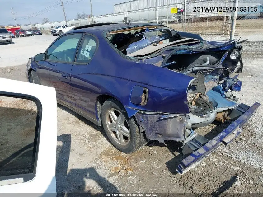 2005 Chevrolet Monte Carlo Ls VIN: 2G1WW12E959153165 Lot: 44211930