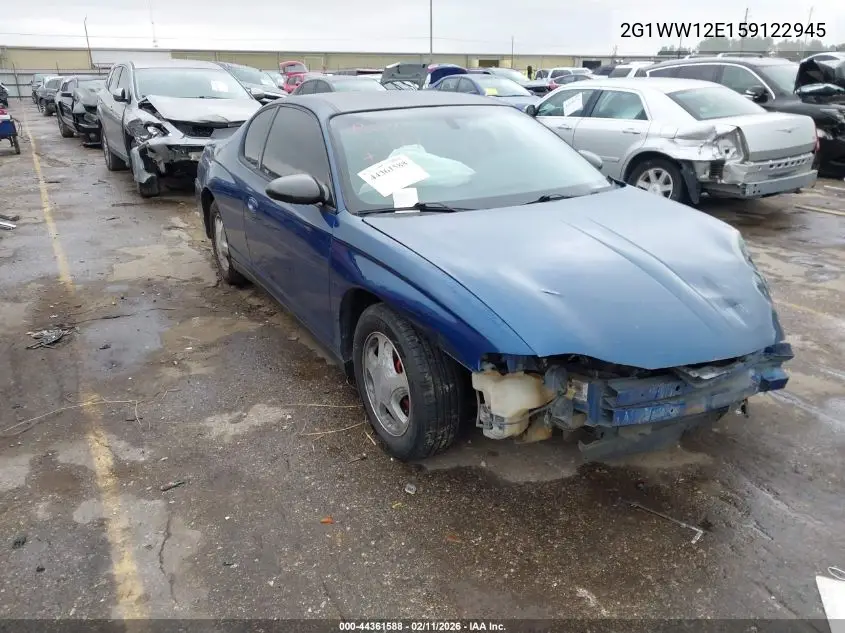 2005 Chevrolet Monte Carlo Ls VIN: 2G1WW12E159122945 Lot: 44361588
