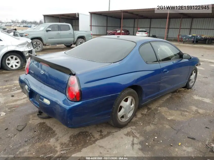 2005 Chevrolet Monte Carlo Ls VIN: 2G1WW12E159122945 Lot: 44361588