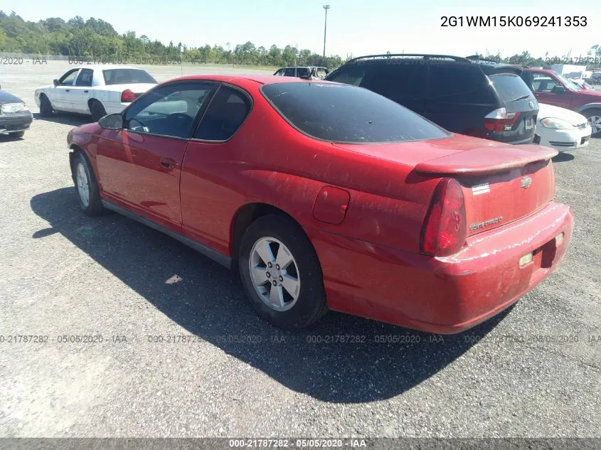 2006 Chevrolet Monte Carlo Lt VIN: 2G1WM15K069241353 Lot: 21787282