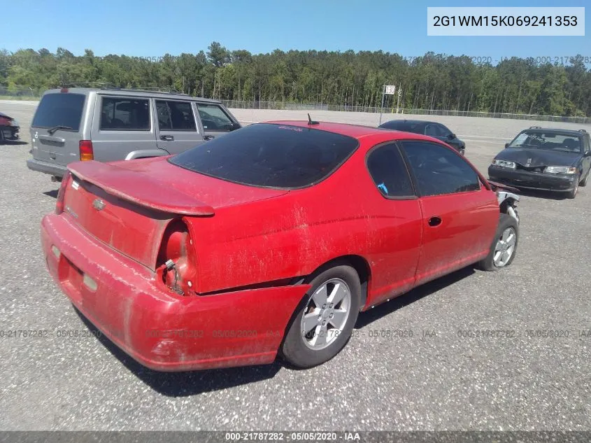 2006 Chevrolet Monte Carlo Lt VIN: 2G1WM15K069241353 Lot: 21787282