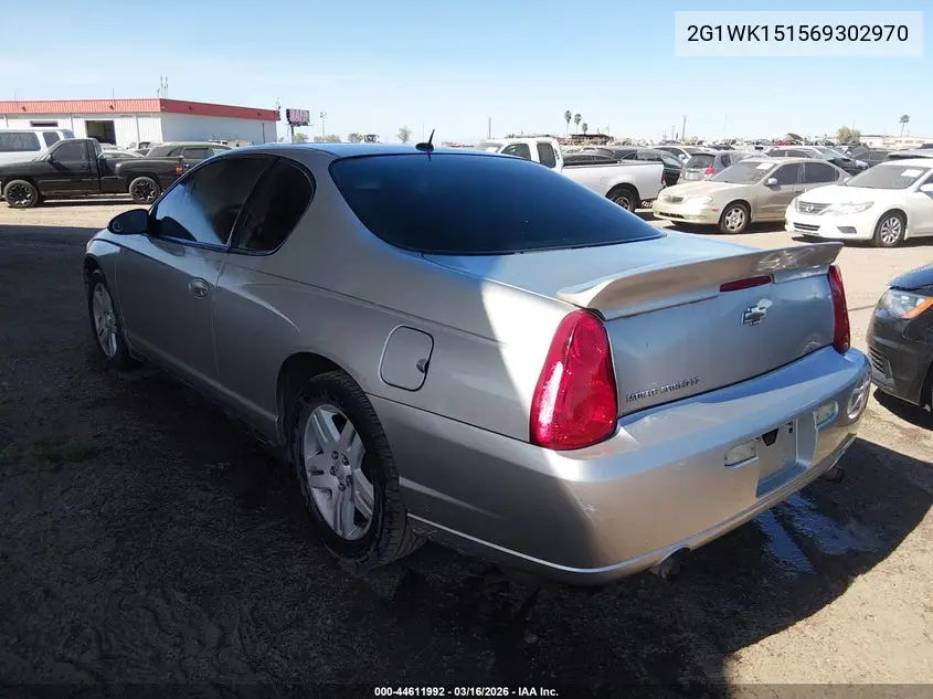 2006 Chevrolet Monte Carlo Lt VIN: 2G1WK151569302970 Lot: 44611992