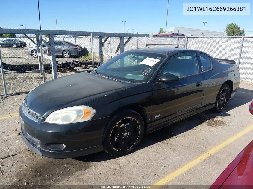 2006 Chevrolet Monte Carlo Ss VIN: 2G1WL16C669266381 Lot: 45090905