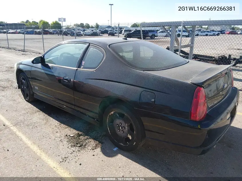2006 Chevrolet Monte Carlo Ss VIN: 2G1WL16C669266381 Lot: 45090905