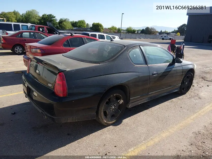 2006 Chevrolet Monte Carlo Ss VIN: 2G1WL16C669266381 Lot: 45090905