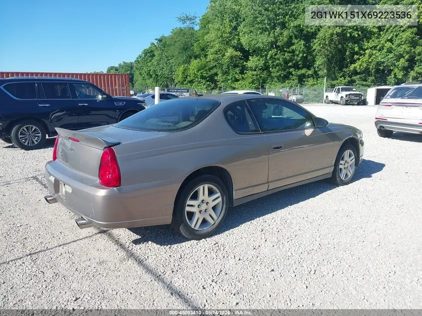 2006 Chevrolet Monte Carlo Lt VIN: 2G1WK151X69223536 Lot: 45093410