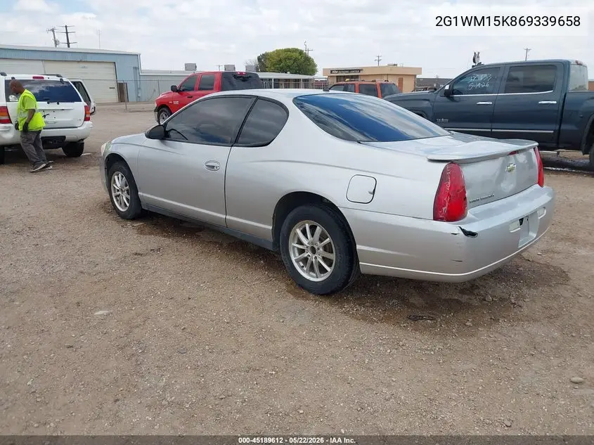 2006 Chevrolet Monte Carlo Lt VIN: 2G1WM15K869339658 Lot: 45189612