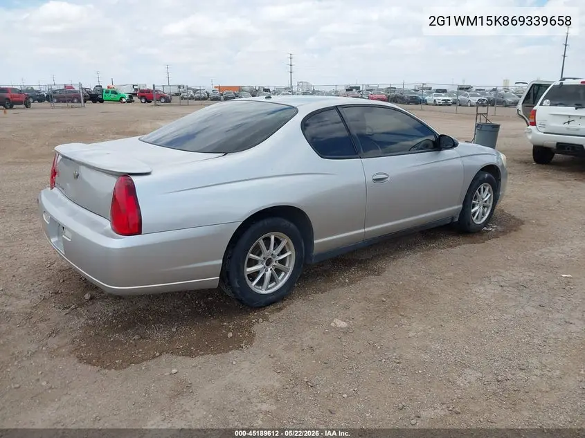 2006 Chevrolet Monte Carlo Lt VIN: 2G1WM15K869339658 Lot: 45189612