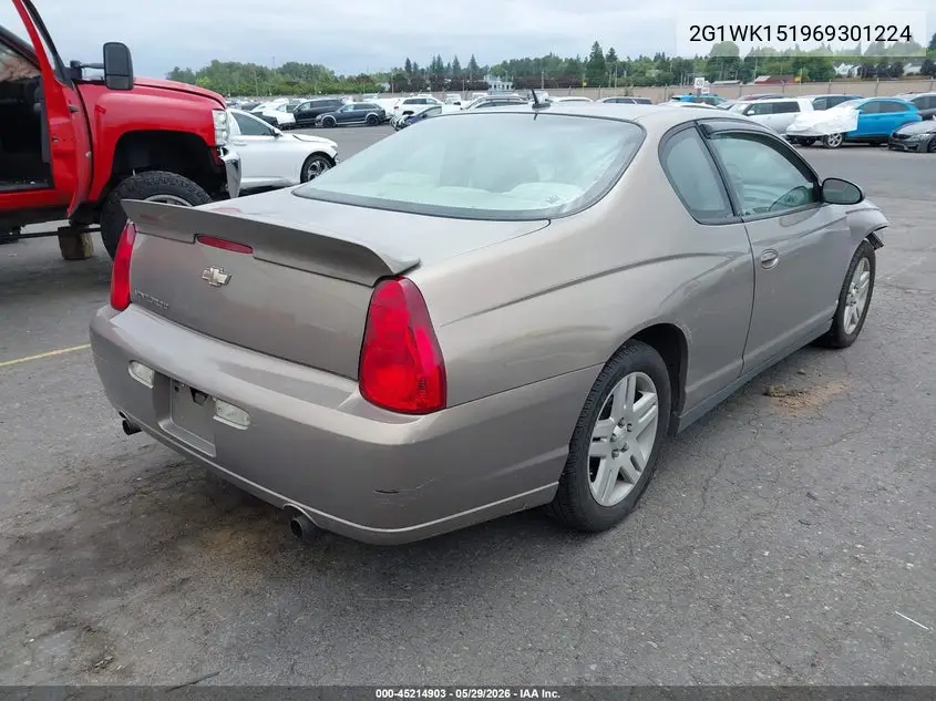 2006 Chevrolet Monte Carlo Lt VIN: 2G1WK151969301224 Lot: 45214903